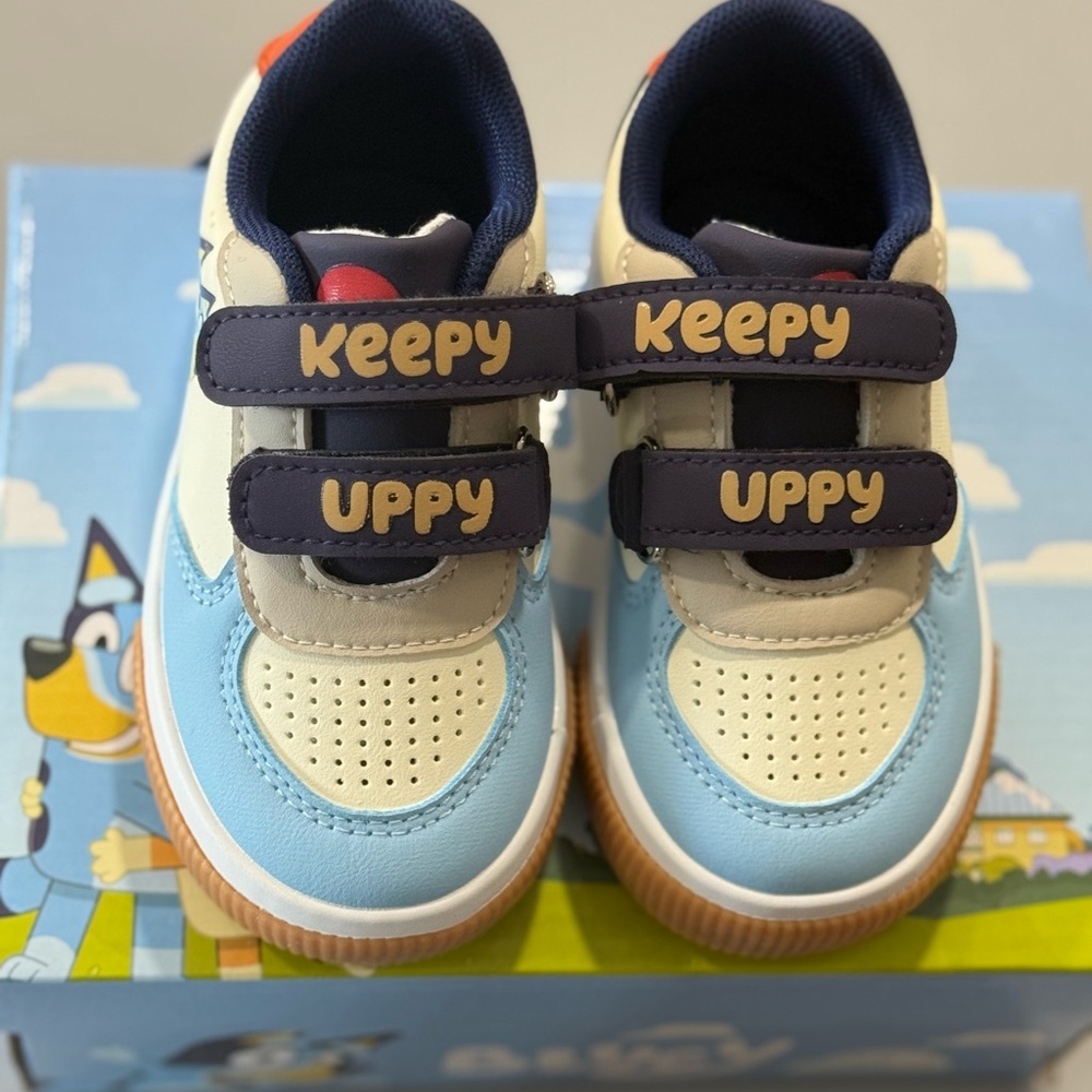 Kids Blue and White Velcro Sneakers